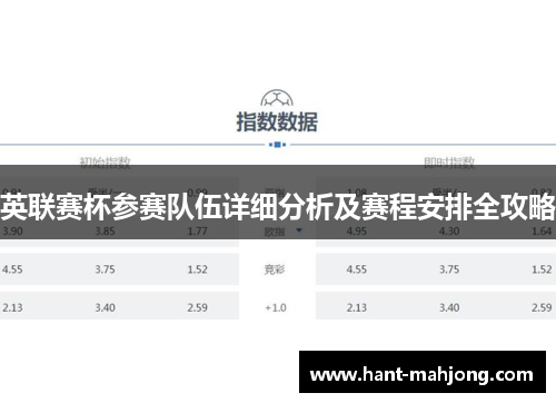 英联赛杯参赛队伍详细分析及赛程安排全攻略